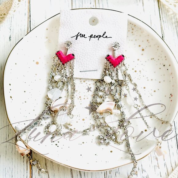 FREE PEOPLE Cruise Dangle Earrings In Pink & SIlver NWT - Picture 3 of 6
